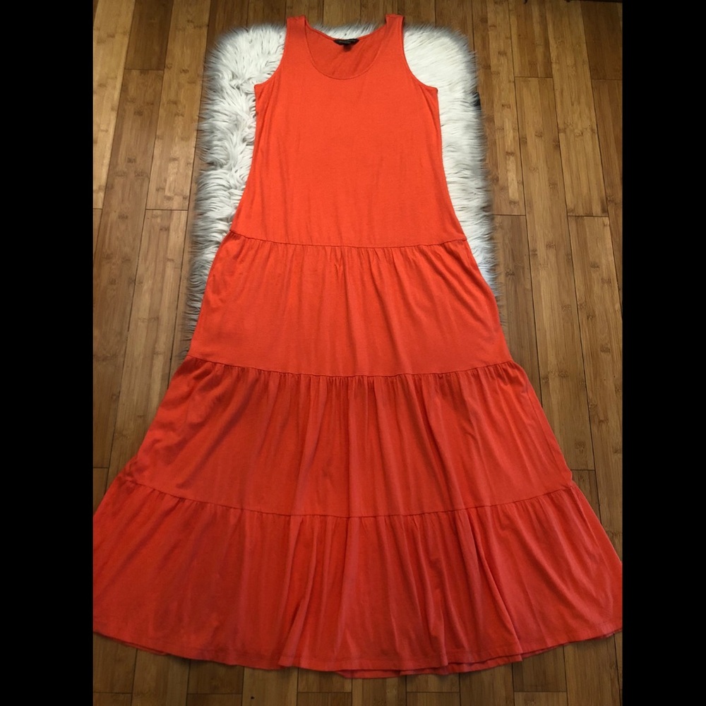 Tommy Bahama Orange Cotton Modal Sleeveless Beach Tiered Maxi Dress size M - Picture 2 of 9